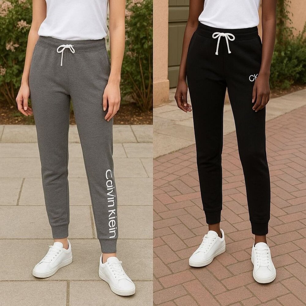 Calvin Klein M Women 2 Pack Pants French Terry Iconic CK Logo Jogger Sweatpants